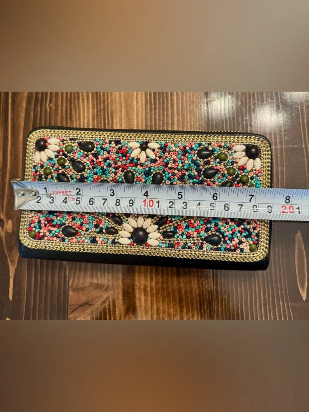 Colorful Beaded Bohemien Statement Wallet Clutch